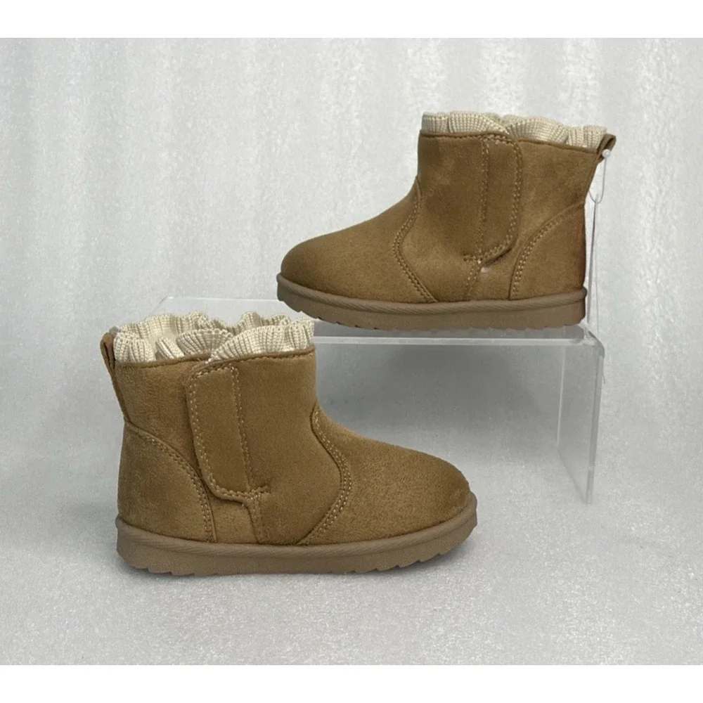Wonder Nation Faux Suede Fur Brown Bow Shearling Boots Toddler Girls Size 6 NEW